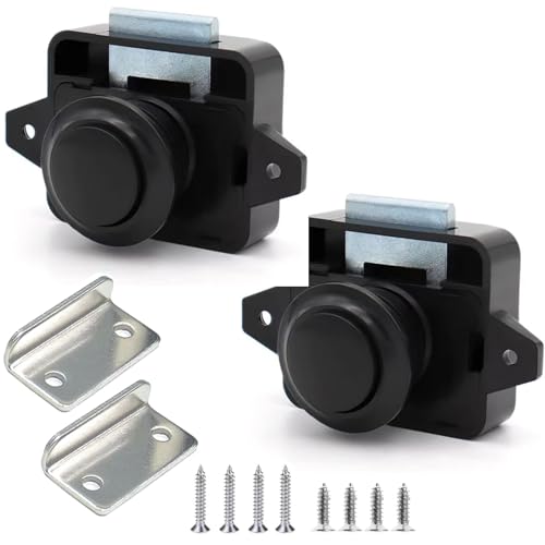 MejaRizon Push Lock Schloss, Zinklegierung Push-Lock, Schlüsselloses RV Schrankschlösser mit Groß Push Button, Camping Schrank Verschluss Geeignet für Schrank, Holzschrank, Wohnmobile(Schwarz) MejaRizon Push Lock Schloss, Zinklegierung Push-Lock, Schlüsselloses RV Schrankschlösser mit Groß Push Button, Camping Schrank Verschluss Geeignet für Schrank, Holzschrank, Wohnmobile(Schwarz) von MejaRizon