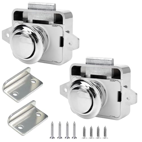 MejaRizon Push Lock Schloss, 2 Stück Zinklegierung Push-Lock, Schlüsselloses RV Schrankschlösser mit Groß Push Button, Camping Schrank Verschluss Geeignet für Schrank, Holzschrank, Wohnmobile(Silber) MejaRizon Push Lock Schloss, 2 Stück Zinklegierung Push-Lock, Schlüsselloses RV Schrankschlösser mit Groß Push Button, Camping Schrank Verschluss Geeignet für Schrank, Holzschrank, Wohnmobile(Silber) von MejaRizon