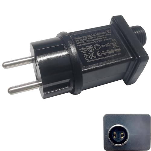 30V 0.12A Lichterkette Netzteil Adapter, Wasserdicht IP44 Transformatoren, LED Netzteil Adapter, LED Niederspannungs Lichterkette Außen Trafo Geeignet für Weihnachtsbaum Lichter, Eiszapfenlichter 30V 0.12A Lichterkette Netzteil Adapter, Wasserdicht IP44 Transformatoren, LED Netzteil Adapter, LED Niederspannungs Lichterkette Außen Trafo Geeignet für Weihnachtsbaum Lichter, Eiszapfenlichter von MejaRizon
