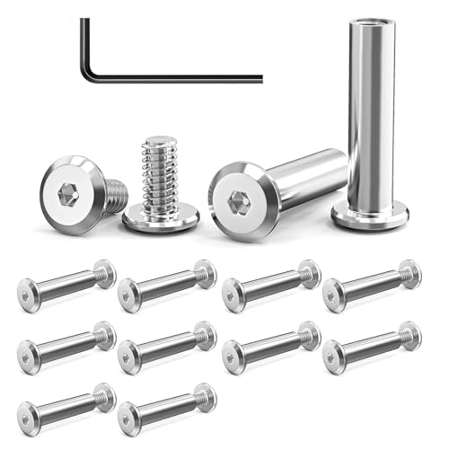 10 Stück Verbindungsschrauben M3 x 15 mm, Edelstahl A2 V2A, Möbelschrauben Hülsenmutter mit Innensechskantschlüsseln, Möbelverbinder Schrankverbinder Eignen Sich zum Verbinden von Holzbrettern von MejaRizon