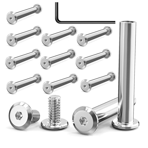 10 Stück Verbindungsschrauben M4 x 30 mm, Edelstahl A2 V2A, Möbelschrauben Hülsenmutter mit Innensechskantschlüsseln, Möbelverbinder Schrankverbinder Eignen Sich zum Verbinden von Holzbrettern von MejaRizon