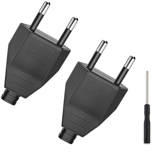 Eurostecker, 2 Stück Flachstecker, Eurostecker Flach mit Schraubendreher, Stromstecker(250V, 2,5A), Stromstecker Flacher, Ersatzstecker, Euro Stecker, Stromstecker Flach, Schwarz von MejaRizon