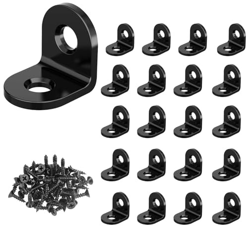 20 Stück Winkelverbinder, 20 × 20mm Edelstahl Winkel Metallwinkel 90 Grad, Kleine Winkel, L-Form Winkel Metall Edelstahl Ecke Klammer Möbel für Bracket Möbel Tabelle, Schwar von MejaRizon