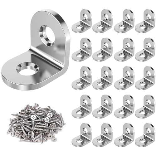 20 Stück Winkelverbinder, 20 × 20mm Edelstahl Winkel Metallwinkel 90 Grad, Kleine Winkel, L-Form Winkel Metall Edelstahl Ecke Klammer Möbel für Bracket Möbel Tabelle (Silber) von MejaRizon