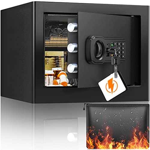 25L Safe Tresor Feuerfest mit Wasserdichter Geldtasche, Digitaler Heimtresor mit Herausnehmbares Regal und Alarmanlage, Wandtresor Möbeltresor für Bargeld Medikamente Schmuck A4 Dokumente 25L Safe Tresor Feuerfest mit Wasserdichter Geldtasche, Digitaler Heimtresor mit Herausnehmbares Regal und Alarmanlage, Wandtresor Möbeltresor für Bargeld Medikamente Schmuck A4 Dokumente von Mejasg