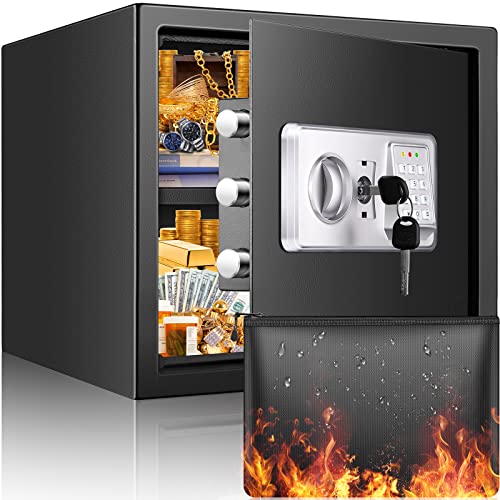 Safe Tresor Feuerfest mit Feuerfester Wasserdichter Geldtasche, 34L Digitaler Heimtresor mit Herausnehmbares Regal und Alarmanlage, Wandtresor Möbeltresor für Schmuck Bargeld Medikamente A4 Dokumente Safe Tresor Feuerfest mit Feuerfester Wasserdichter Geldtasche, 34L Digitaler Heimtresor mit Herausnehmbares Regal und Alarmanlage, Wandtresor Möbeltresor für Schmuck Bargeld Medikamente A4 Dokumente von Mejasg