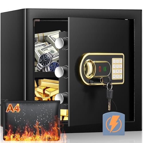 Mejasg 45L Safe Tresor Feuerfest mit Feuerfester Wasserdichter Dokumententasche, Möbeltresor mit Herausnehmbares Regal&Externes Batteriefach, Digitaler Tresor für Zuhause Bargeld Schmuck A4 Dokumente Mejasg 45L Safe Tresor Feuerfest mit Feuerfester Wasserdichter Dokumententasche, Möbeltresor mit Herausnehmbares Regal&Externes Batteriefach, Digitaler Tresor für Zuhause Bargeld Schmuck A4 Dokumente von Mejasg