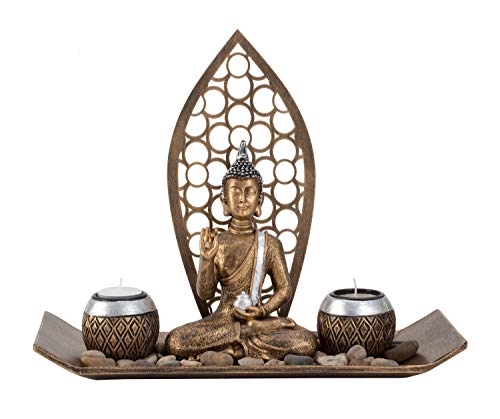 Mel-O-Design Elegantes Buddha Set für Teelichter - Länge 35 cm - Teelicht - Deko - Feng Shui von Mel-O-Design GmbH