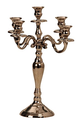 Mel-O-Design Exklusiver Kerzenständer 5-armig Höhe 35-150 cm Kerzenhalter aus Metall Silber Dekoration (39 cm) von Mel-O-Design GmbH