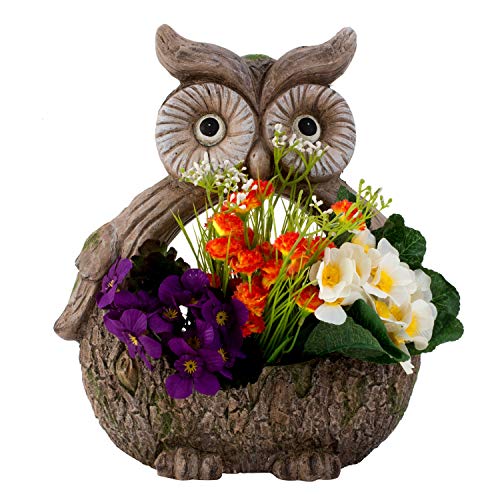 Mel-O-Design XXL-Blumentopf Eule für den Garten Holzoptik - Höhe 33 cm Breite 28 cm von Mel-O-Design GmbH