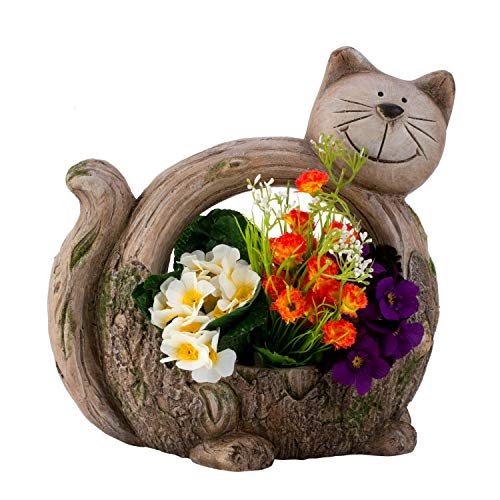 Mel-O-Design XXL Blumentopf Katze für den Garten Holzoptik - Höhe 33 cm Breite 31 cm von Mel-O-Design GmbH