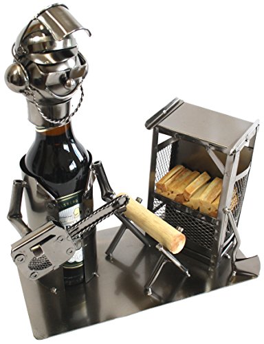 Extravaganter Bier Flaschenhalter Holzfäller aus Metall Höhe 24 cm von Mel-O-Design