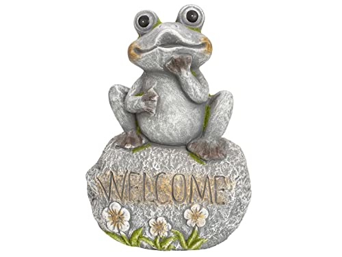 Mel-O-Design 2416 Frosch sitzend auf Welcome-Stein von Mel-O-Design