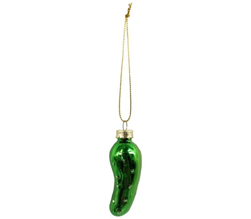 Mel-O-Design Christbaumschmuck Weihnachtsgurke aus Glas, Grün, Baumschmuck, kleines lustiges Geschenk von Mel-O-Design