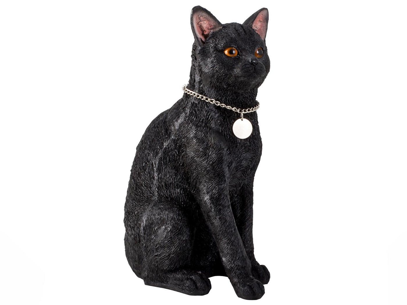 Mel-O-Design Dekofigur Halloween 2395 Katze sitzend schwarz mit Silberkette (1 St) von Mel-O-Design