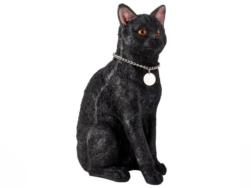 Mel-O-Design Dekofigur Halloween 2395 Katze sitzend schwarz mit Silberkette (1 St) von Mel-O-Design
