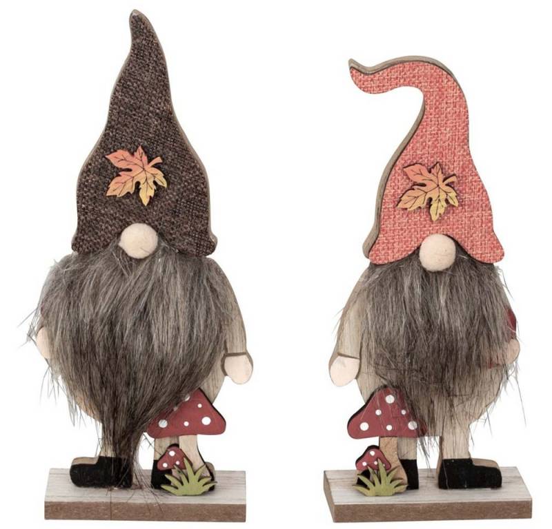 Mel-O-Design Dekofigur Wichtel aus Holz Herbstwichtel 2er Set Dekowichtel Paar Rudi und Ulf (Herbstdeko, H/B 21x9 und H/B 23x9), liebevoll gestaltet von Mel-O-Design