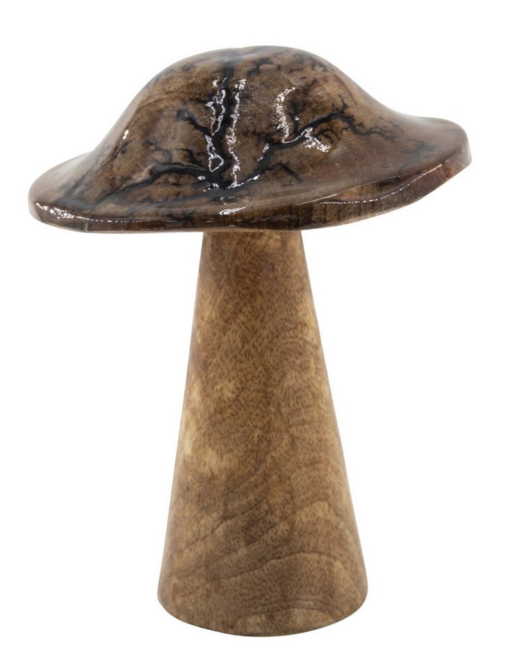 Mel-O-Design Dekoobjekt Pilz Deko Pilz aus Holz groß (Herbst Deko, Holzdeko), mit glasiertem Hut von Mel-O-Design