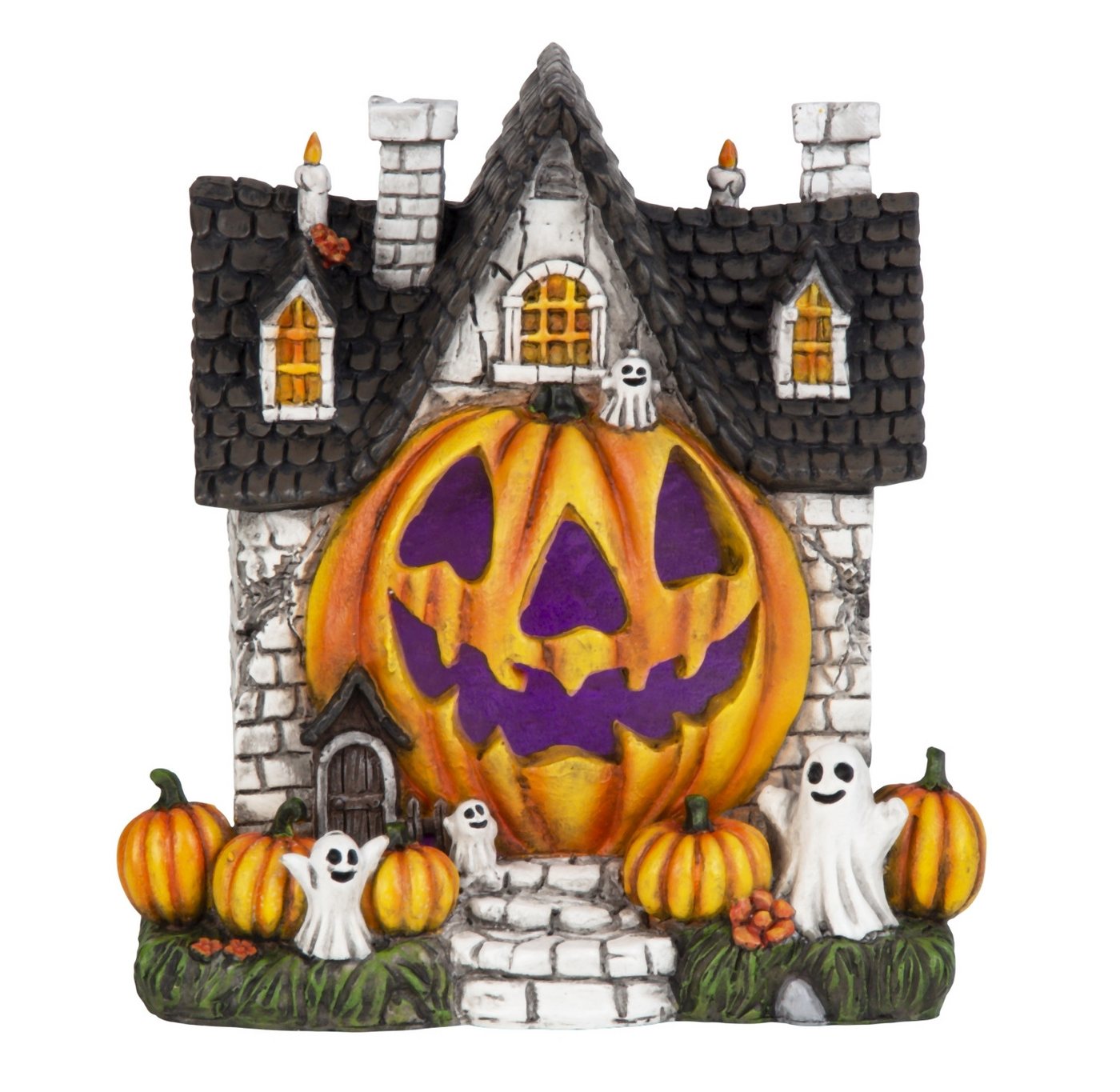Mel-O-Design Dekoobjekt Pumpkin Manor Halloween Spukhaus 21cm Mit LED Licht Aus Polyresin (1 St) von Mel-O-Design