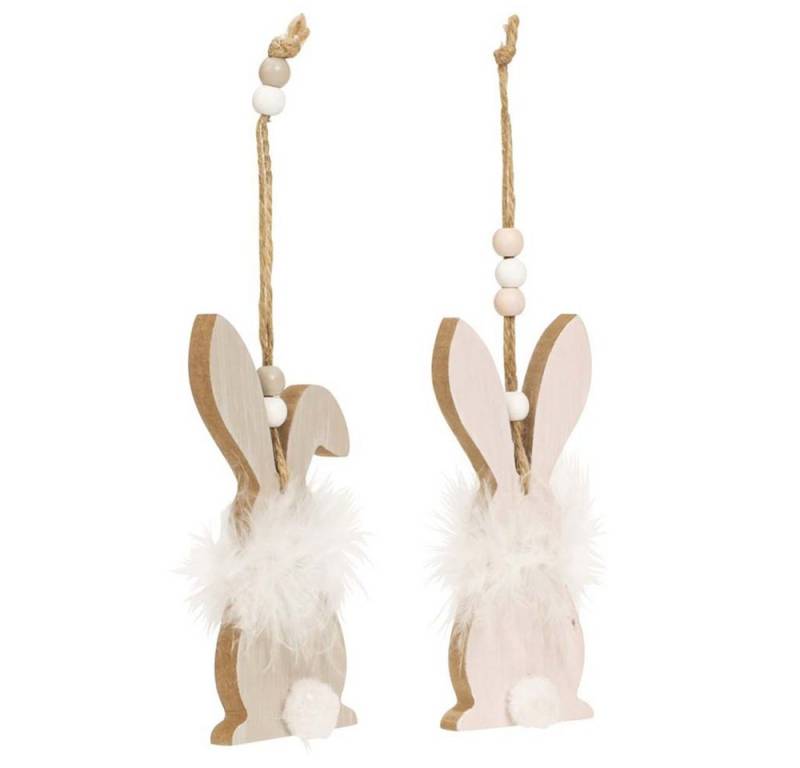 Mel-O-Design Hängedekoration Osteranhänger 2er Set Osterhasen aus Holz zum Aufhängen (Höhe: 12 cm, Holz Osterdeko), mit liebevollen Details von Mel-O-Design