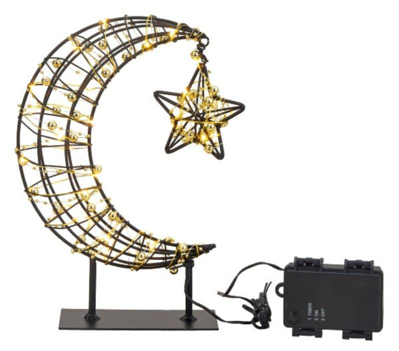 Mel-O-Design LED Dekofigur Mini LunaStar LED Outdoor Leuchte Garten Deko Mond mit Stern, LED fest integriert von Mel-O-Design