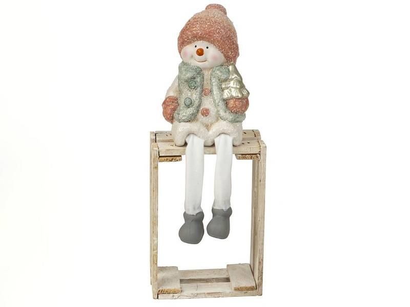 Mel-O-Design Schneemann 7993 Schneemann rosa & zartgrün stehend mit Winterbekleidung (1 St), Schlenkerbeinen von Mel-O-Design