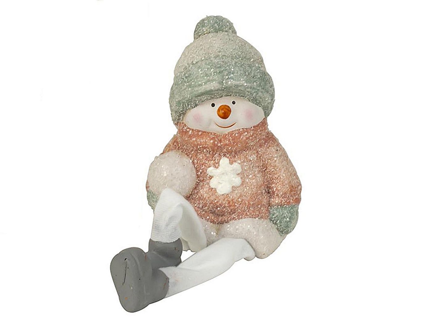 Mel-O-Design Schneemann 7993 Schneemann rosa & zartgrün stehend mit Winterbekleidung (1 St), Schlenkerbeinen von Mel-O-Design