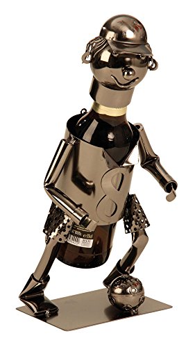Moderner Bier Flaschenhalter Fussballspieler aus Metall Höhe 18,5 cm von Mel-O-Design