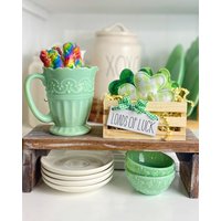 Jede Menge Glückskleekiste Enthält 3 Stoff-Kleeblätter - Passend Für Tabletts Mit Einer Größe Von 13x7, 5 cm. St. Patrick's Day Bauernhaus Dekor von MelDenver