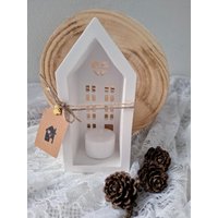 Lichterhaus, Haus Aus Raysin, Windlicht, Dekoration, Weisses Haus, Lichterhäuser Weiß, Mellenkreationen von MelLenKreationen