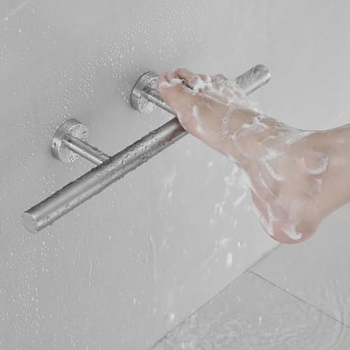 Melairy Gebürstete rutschfeste Duschfußstütze zur Wandmontage Edelstahl-Fußleiste rostbeständig Duschfußstütze Stange zum Rasieren von Beinen, Bürsten von Schuhen (Gebürstete) von Melairy