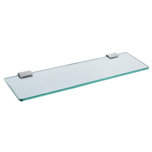 Melairy Glasablage Wandmontage gehärtetes Badregal Edelstahl 25cm gehärtetes transparentes Glas mit Chromhalterung für Badezimmer Schlafzimmer Küche Balkon von Melairy