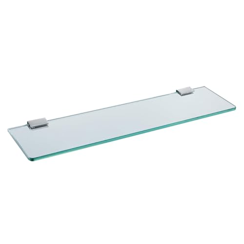 Melairy Glasablage Wandmontage gehärtetes Badregal Edelstahl gehärtetes transparentes Glas mit Chromhalterung für Badezimmer Schlafzimmer Küche Balkon von Melairy