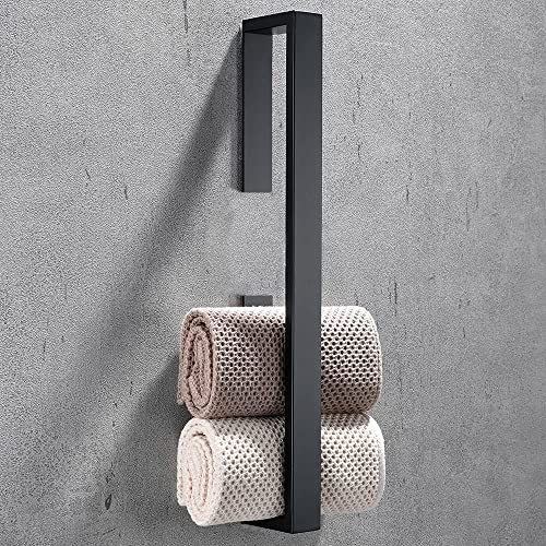 Melairy Handtuchhalter Ohne Bohren Gästehandtuchhalter Edelstahl Schwarz Handtuchstange Selbstklebend 40CM von Melairy