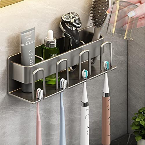 Melairy Elektrischer Zahnbürstenhalter Wand Zahnburstenhalterung Selbstklebend ohne Bohren für Badezimmer, Raumfahrt-Aluminium, Handzahnbürste, Zahnpasta, Tassen Aufbewahrung Melairy Elektrischer Zahnbürstenhalter Wand Zahnburstenhalterung Selbstklebend ohne Bohren für Badezimmer, Raumfahrt-Aluminium, Handzahnbürste, Zahnpasta, Tassen Aufbewahrung von Melairy