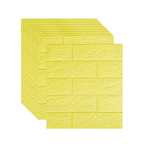 3D-Wandpaneele for Abziehen und Aufkleben aus Schaumstoff, 3D-Ziegeltapete, Kunststein-Wandpaneel, selbstklebende Tapete for die Innenwanddekoration – 20 Stück ( Color : Yellow , Size : 3mm-[35x38cm] von Melairya