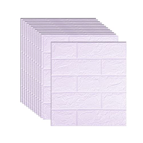 Melairya 3D-Wandpaneele, Selbstklebende Tapete aus PE-Schaum, abziehen und aufkleben, abnehmbare wasserdichte Kunstwandfliesen, Tapete für Wohnzimmer, Wandpaneele (20 Stück) (Purple, Size : 20pcs) von Melairya