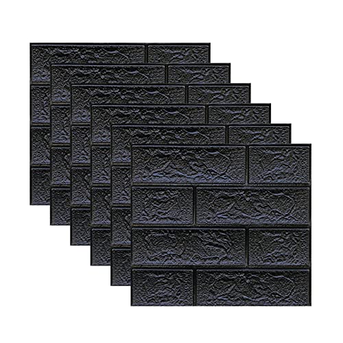 Melairya 3D-Wandpaneele for Abziehen und Aufkleben, 20 Stück, Schaumstoff-Ziegeltapete for Schlafzimmer, Kunststein-Wandpaneel, Selbstklebende Tapete (Color : Schwarz, Size : 35x30cmx20pcs) von Melairya