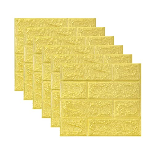 Melairya 3D-Wandpaneele for Abziehen und Aufkleben, 20 Stück, Schaumstoff-Ziegeltapete for Schlafzimmer, Kunststein-Wandpaneel, Selbstklebende Tapete (Color : Yellow, Size : 35x30cmx20pcs) von Melairya