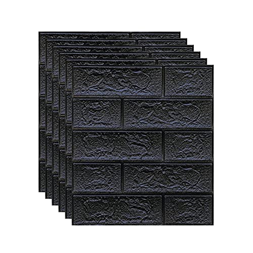 Melairya 3D-Wandpaneele for Abziehen und Aufkleben for die Innenwanddekoration, Selbstklebende Schaumstoff-Ziegeltapete, 20 Stück (Color : Schwarz, Size : 35x38cmx20pcs) von Melairya