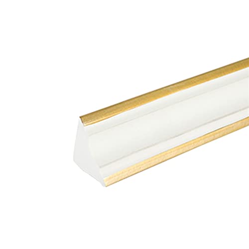 Melairya Deckenleisten selbstklebend, Dichtungs- und Zierleisten für Wandkanten, Schrankkanten, Abschlussleiste, Deckenkanten, Arbeitsplatten, Schälen und aufkleben (Color : White+Gold, Size : 10m) von Melairya