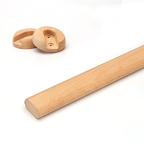 Melairya Garderobenstange aus Holz, oval Garderobenstange aus poliertem Holz mit Endstützen (Size : 90cm) von Melairya