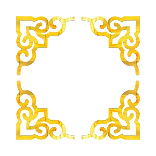 Selbstklebende Wandaufkleber, Onlay-Eckenapplikationen for Möbel, Acryl-Aufkleber, Ornamente for Spiegel, Wand, Tür, Schrank, Schublade, Kopfteil, Kommode ( Color : Gold , Size : 10cm(3.9")x8pcs ) von Melairya