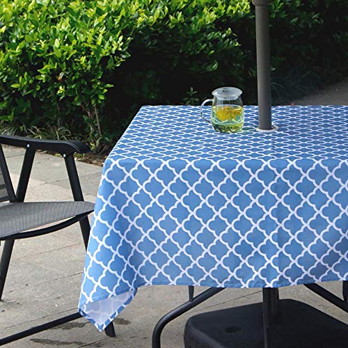 Melaluxe Frühjahr/Sommer Faltenfreie wasserdichte Outdoor-Tischdecke mit Schirmloch und Reißverschluss, 152,4 cm quadratisch von Melaluxe