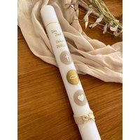 Taufkerze/Kommunionkerze Personalisierbar Mit Name Und Datum, Mädchen/Junge, Stabkerze 400 X 40mm Inkl. Aufbewahrungskarton, Taufe Kommunion von MelaniesKreativshop