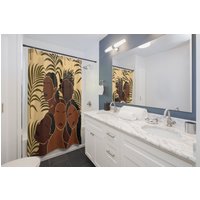 Boho Chic Schwarze Frau Kunst Schwarzes Mädchen Magie Duschvorhang, Selbstpflege, Feminine Gäste Bad Dekor Grün Duschvorhang von MelaninChicGoods