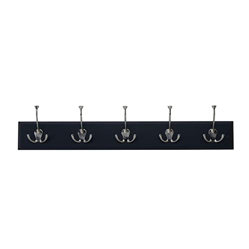 MELANNCO Wandmontierte Tri Hook Garderobe für Eingang, Badezimmer, Waschküche, Schrank, Büro, Garage, jeder Haken trägt 3,2 kg, 5 Haken, Schwarz von MELANNCO