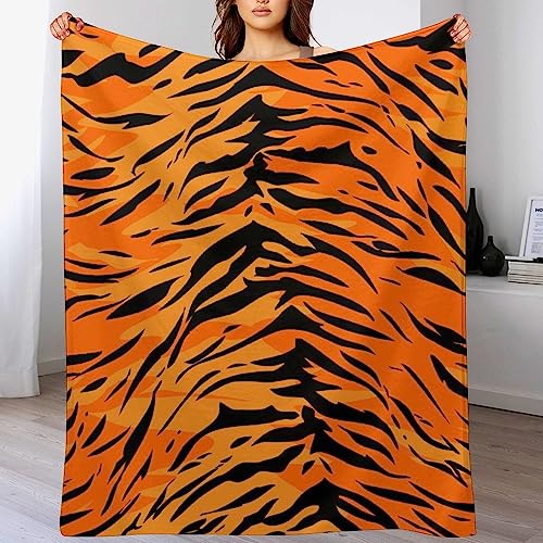 Melbrakin Weiche Flanell-Reisedecke mit Tiger-Streifen-Tierdruck, Wohnzimmer-Heimsofa-Dekorationsdecke, Schlafsaal-Büro-Nickerchen-Decke von Melbrakin