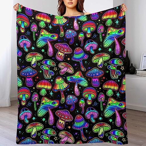 Trippy Magic Neon Mushrooms Weiche Flanell-Reisedecke, Wohnzimmer-Heimsofa-Dekorationsdecke, Schlafsaal-Büro-Nickerchen-Decke Trippy Magic Neon Mushrooms Weiche Flanell-Reisedecke, Wohnzimmer-Heimsofa-Dekorationsdecke, Schlafsaal-Büro-Nickerchen-Decke von Melbrakin