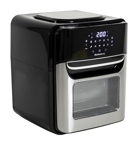 Melchioni Family | Smarte Heißluftfritteuse VIRGINIA, 12L Kapazität, Timer 1/90 Minuten, mit Wi-Fi kompatibel mit Google und Alexa, Air Fryer Multiprogramm mit App, 80-200°C, 1700 W, Schwarz von Melchioni